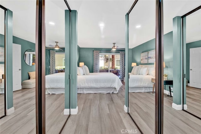 bedroom with light wood-type flooring