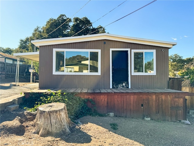 view of front of property with a deck