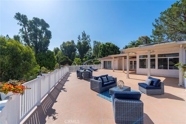 view of patio with an outdoor living space