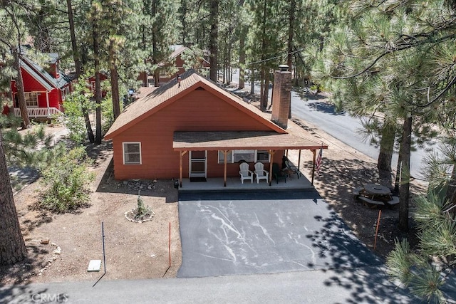 view of front of property with a chimney