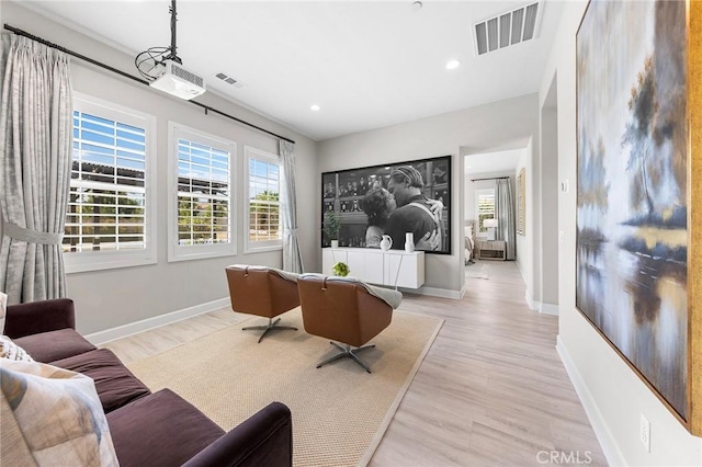 living room featuring light hardwood / wood-style floors