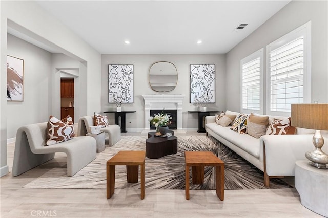 living room featuring light hardwood / wood-style flooring