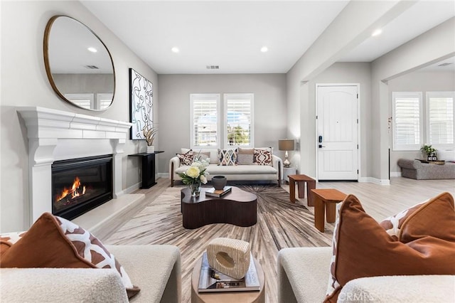 living room featuring light hardwood / wood-style floors