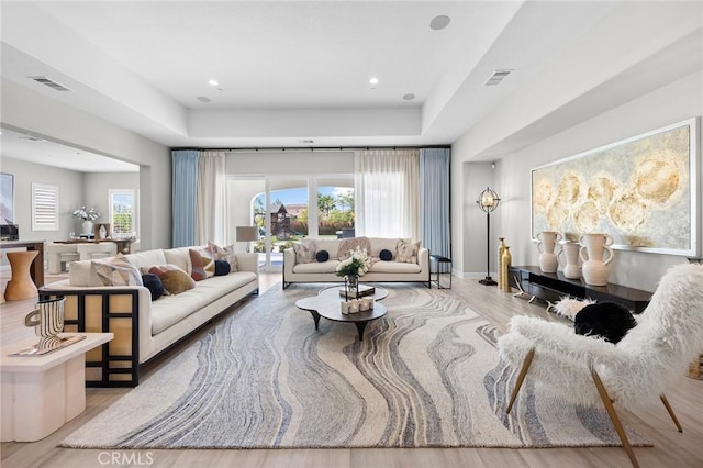 living room featuring light hardwood / wood-style flooring