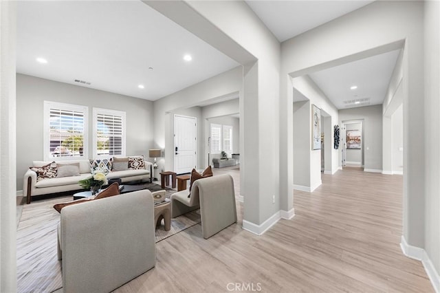 living room featuring light hardwood / wood-style floors