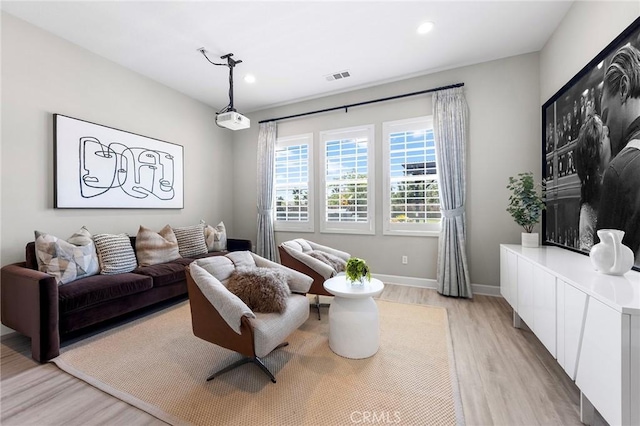 living room featuring light wood-type flooring