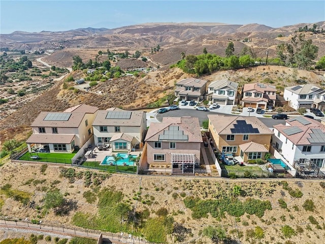 aerial view with a residential view and a mountain view