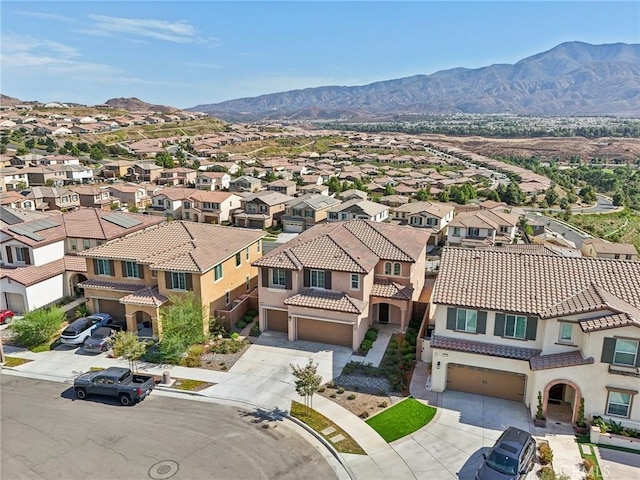 aerial view with a residential view and a mountain view