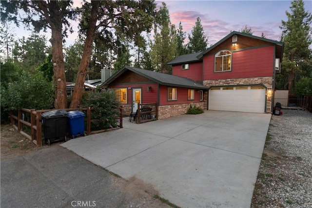 view of front property with a garage