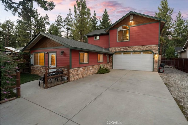 view of front of home featuring a garage