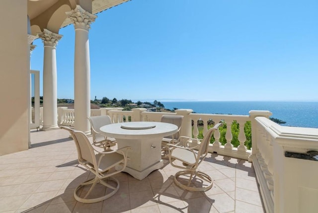 balcony with a water view