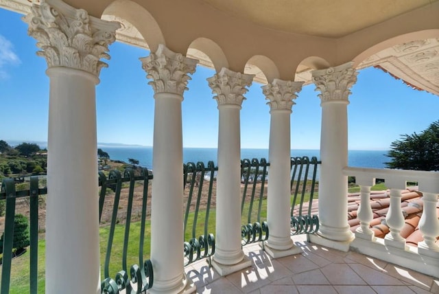 balcony with a water view