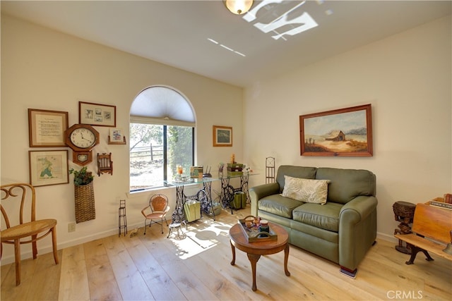 living room with light hardwood / wood-style floors