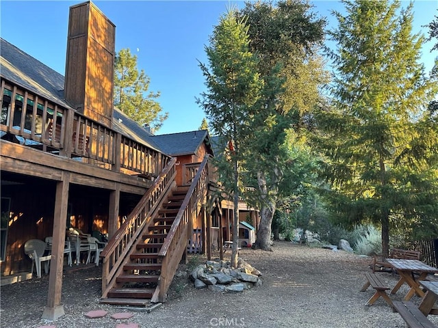 view of play area with a deck