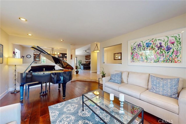 living room with hardwood / wood-style floors