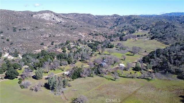 drone / aerial view featuring a mountain view