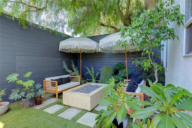 view of patio / terrace with an outdoor living space