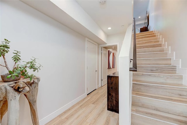 2151 S W View St, Los Angeles, CA 90016 - stairway featuring wood finished floors and recessed lighting