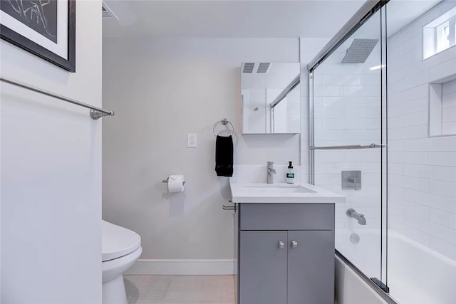 2151 S W View St, Los Angeles, CA 90016 - bathroom featuring vanity, bath / shower combo with glass door, and tile patterned floors