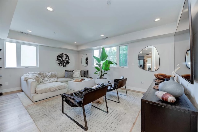 2151 S W View St, Los Angeles, CA 90016 - living area featuring light wood-style floors and recessed lighting