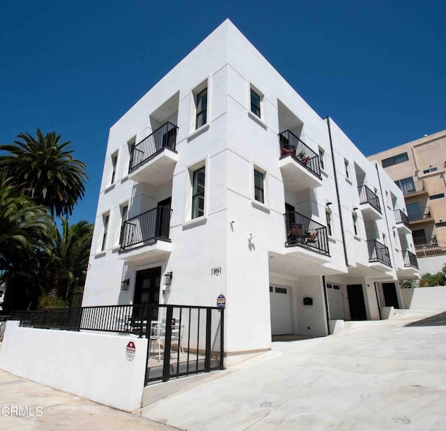 view of building exterior with a garage