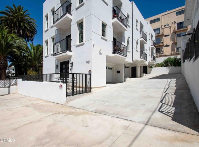 view of building exterior with a garage