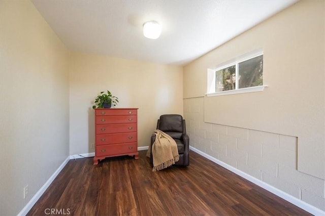 living area with dark hardwood / wood-style flooring