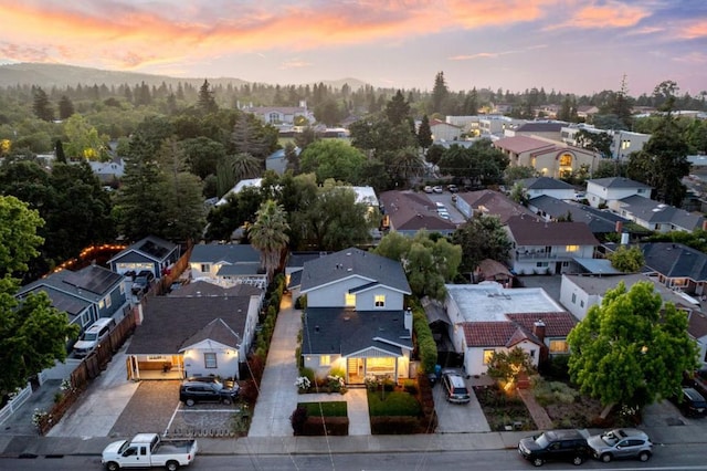 view of aerial view at dusk