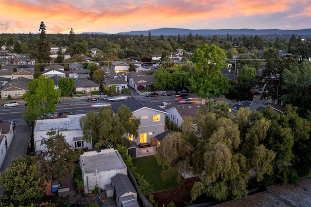 view of aerial view at dusk