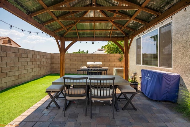 view of patio with a gazebo and grilling area