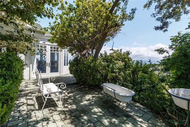 view of patio featuring french doors