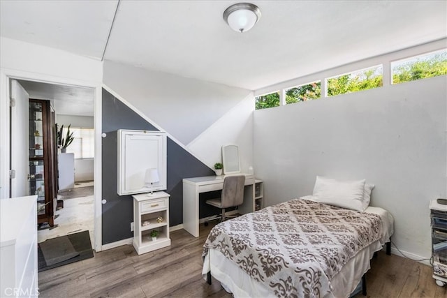 bedroom with hardwood / wood-style floors and multiple windows