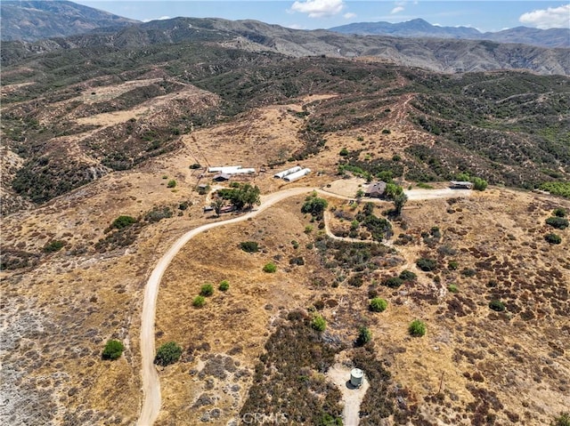 birds eye view of property with a mountain view