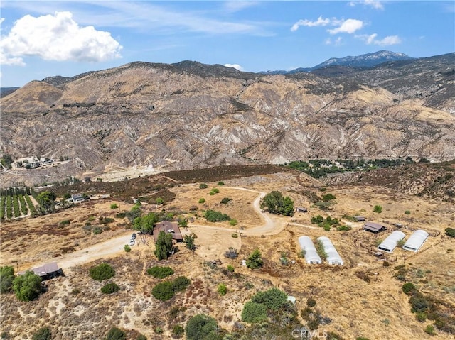 drone / aerial view with a mountain view