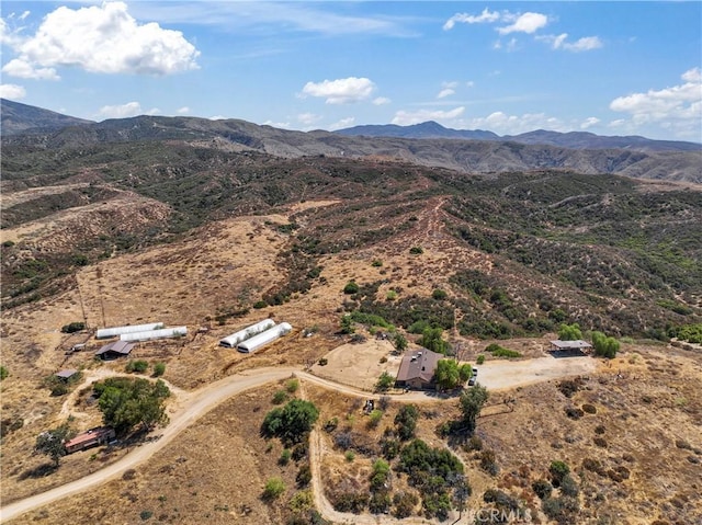 aerial view with a mountain view