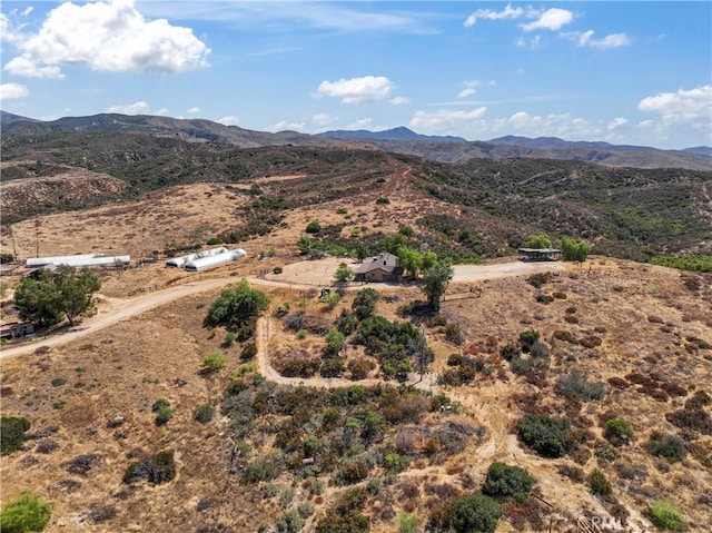 birds eye view of property with a mountain view