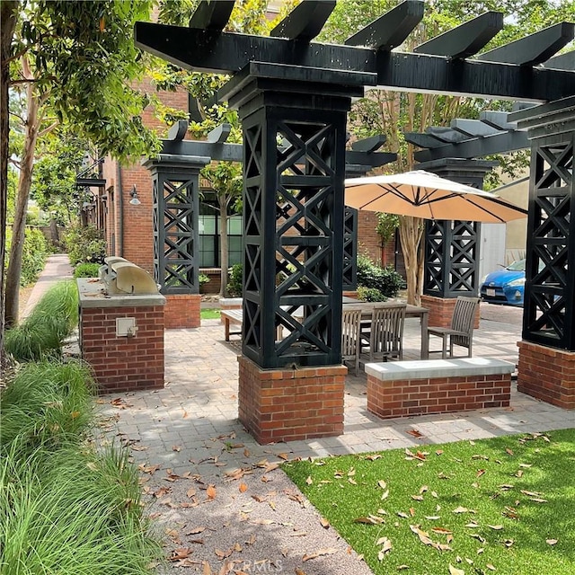 view of patio / terrace featuring a pergola