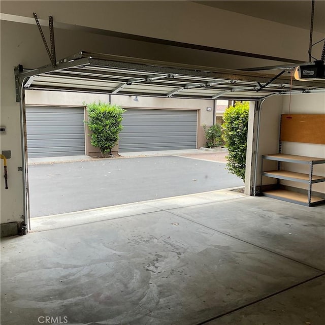 garage with a garage door opener