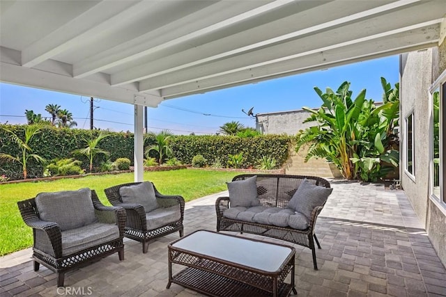 view of patio with an outdoor hangout area