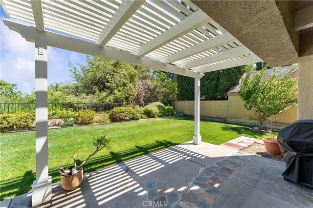 view of patio / terrace featuring a pergola