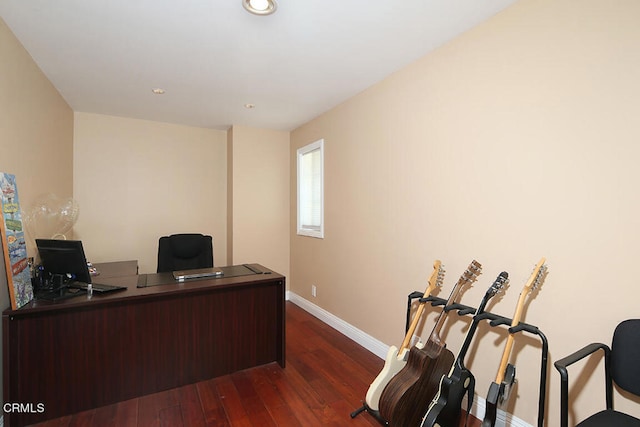 office featuring dark wood-type flooring