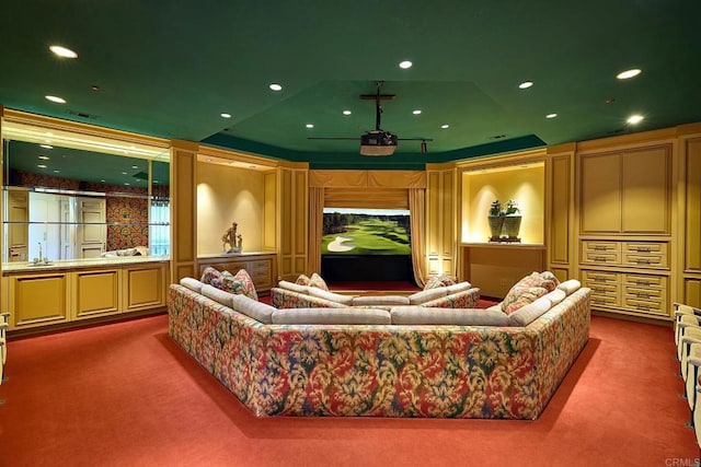 view of carpeted cinema room