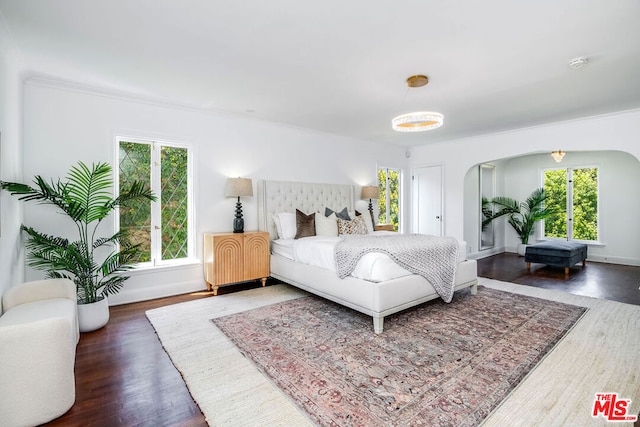 bedroom featuring dark wood-type flooring