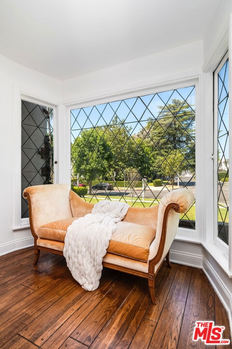 interior space with a healthy amount of sunlight and dark hardwood / wood-style floors