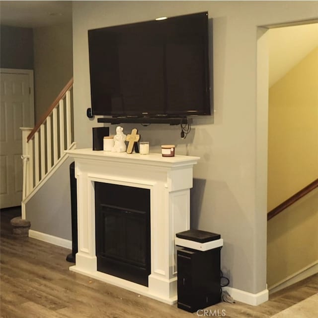 living room with hardwood / wood-style floors