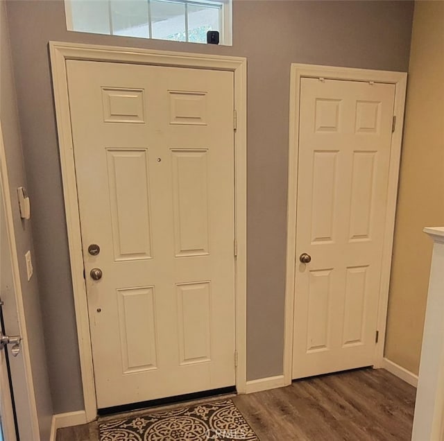 foyer with hardwood / wood-style flooring