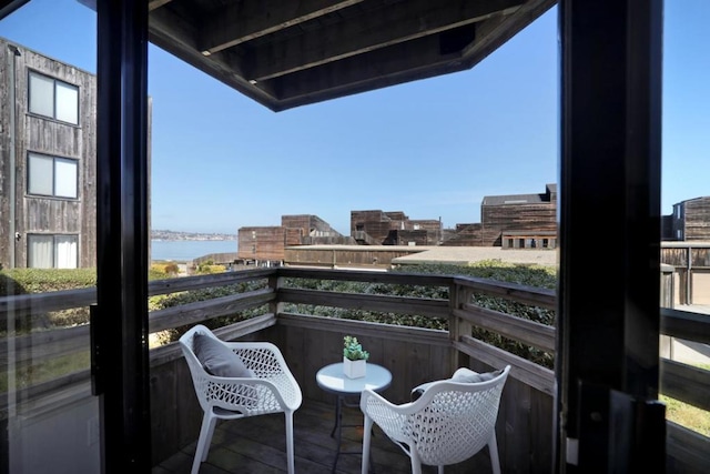 balcony with a water view