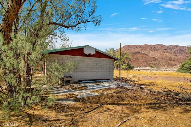 garage with a mountain view