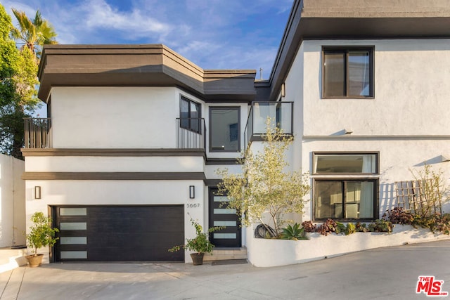 contemporary home with a garage