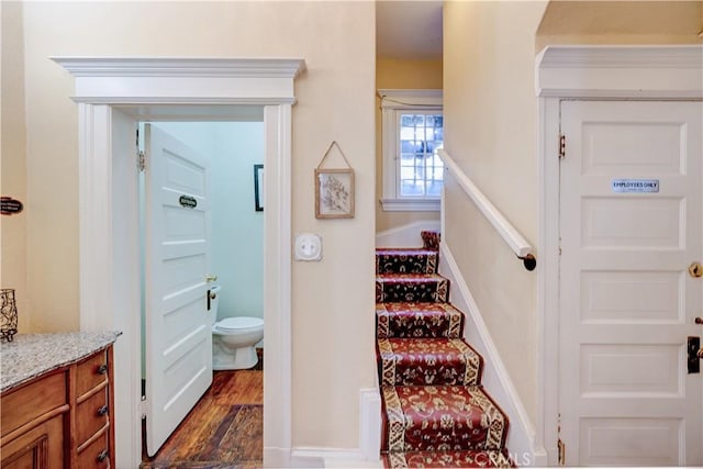 455 W 20th St, Merced, CA 95340 - stairway with hardwood / wood-style floors
